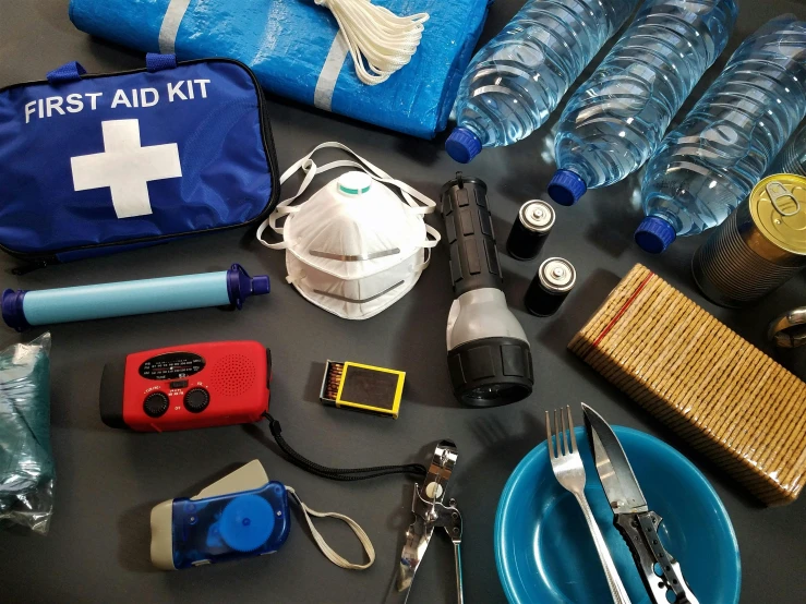 the contents of a first aid kit laid out on a table, pexels, hurufiyya, blue themed, avatar image, flood, profile pic