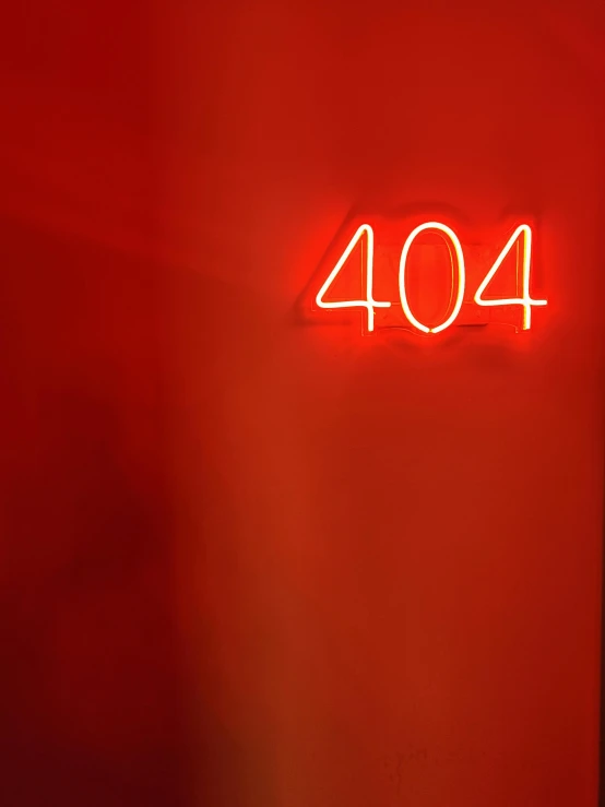 a neon sign that reads 4044 on a red wall, by Josh Bayer, temporary art, promo image, lost in code, studio 54, instagram story