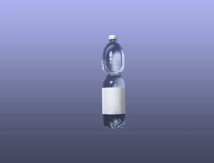 a bottle of water on a blue background, a photorealistic painting, material pack, pack, without text, blue / grey background