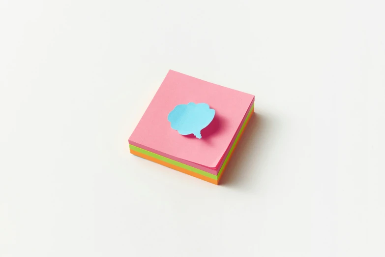 a piece of paper with a speech bubble cut out of it, unsplash, square sticker, bright pastel color, leaf, raspberry