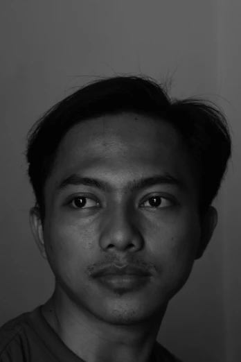 a black and white photo of a man, a black and white photo, reddit, sumatraism, discord profile picture, hyperrealism photo, indoor picture, frontal picture
