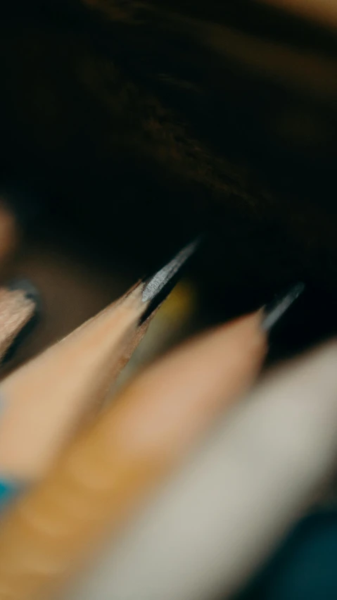 a bunch of pencils sitting on top of a table, a charcoal drawing, trending on pexels, cinematic closeup!!, 15081959 21121991 01012000 4k, holding pencil, alessio albi