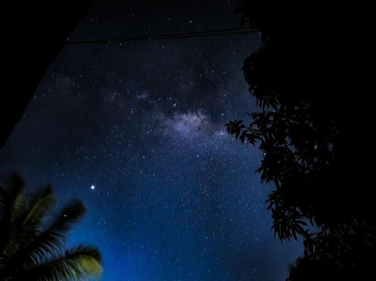 a night sky filled with lots of stars, pexels contest winner, light and space, moonlit kerala village, view from below, the milk way up above, mid shot portrait