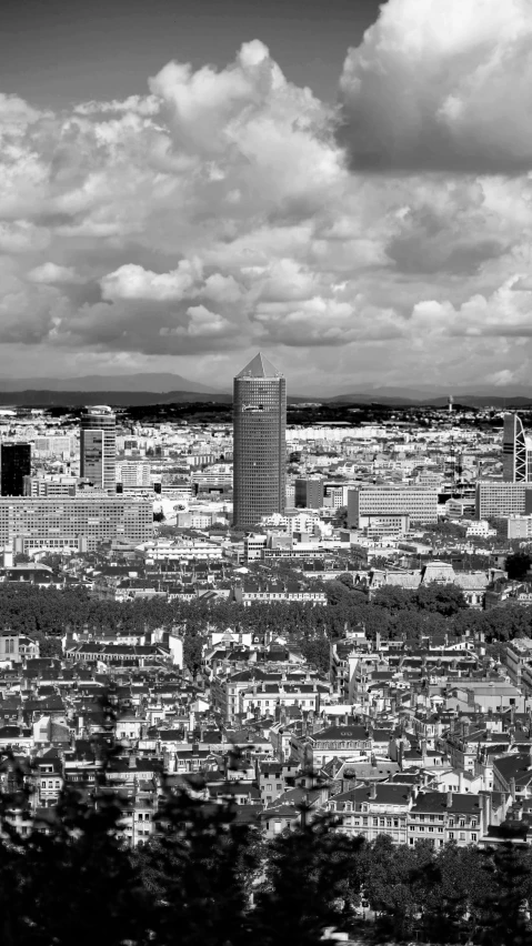 a black and white photo of a city, by Bernard D’Andrea, 4k panoramic, city in backround, square, pastel'