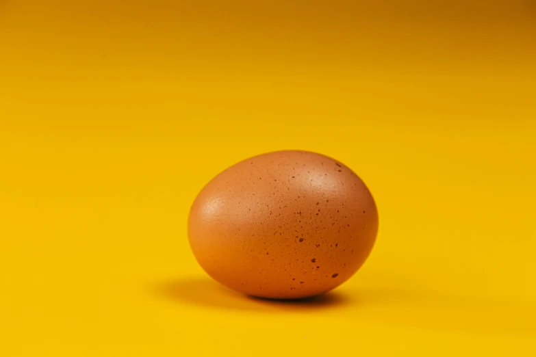 a brown egg sitting on top of a yellow surface, trending on pexels, profile pic, shot on hasselblad, high quality upload, realista