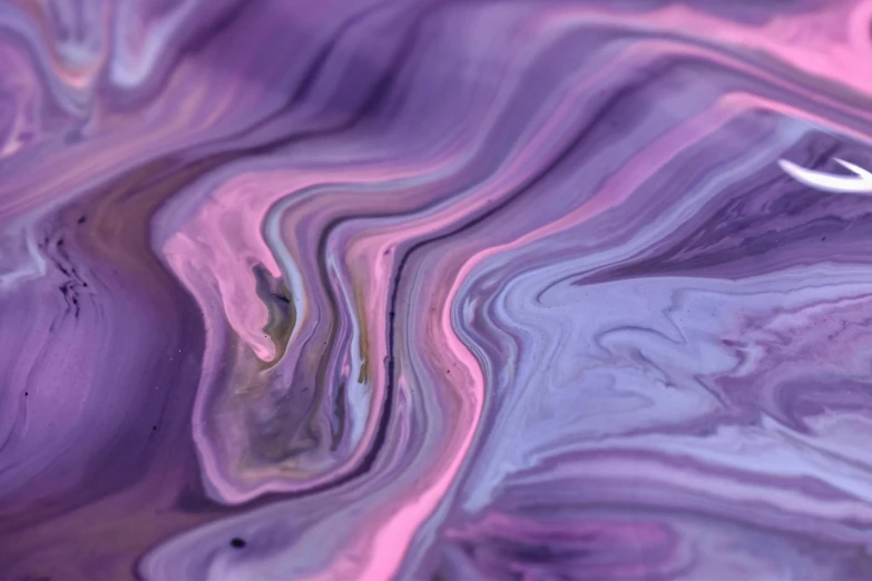 a close up of a purple and black marble surface, inspired by Yanjun Cheng, trending on pexels, generative art, liquid metal, pink and purple, rippling, paint pour