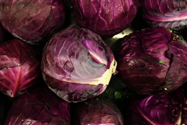 a pile of red cabbage sitting on top of a table, by Helen Stevenson, pexels, ((purple)), face shot, 6 pack, indigo