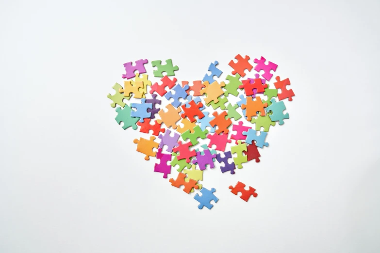 a heart made out of puzzle pieces, pexels, analytical art, on white background, 15081959 21121991 01012000 4k, cute colorful adorable, 1 6 x 1 6