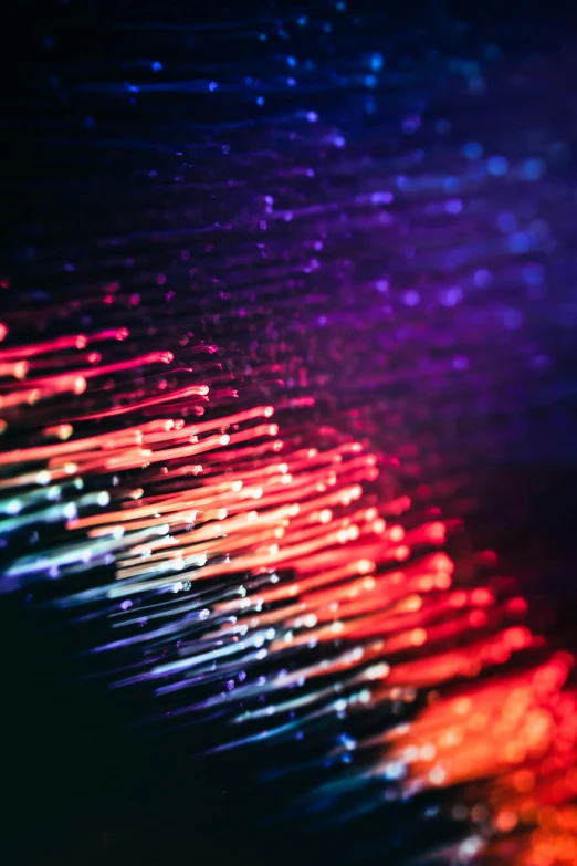 colorful light streaks on a black background, a microscopic photo, by Rachel Reckitt, unsplash, red blue purple black fade, fiber optic hair, binary sunset, made of holographic texture