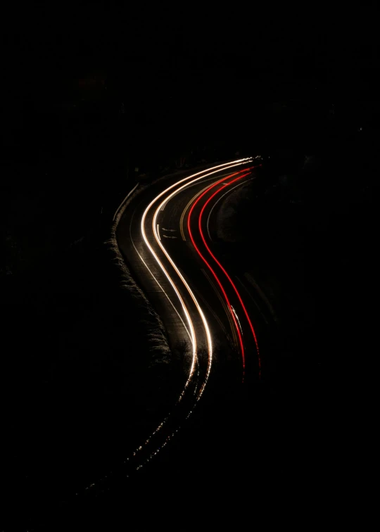 a long exposure photograph of a highway at night, unsplash contest winner, minimalism, tail lights, on a black background, ilustration, high resolution image