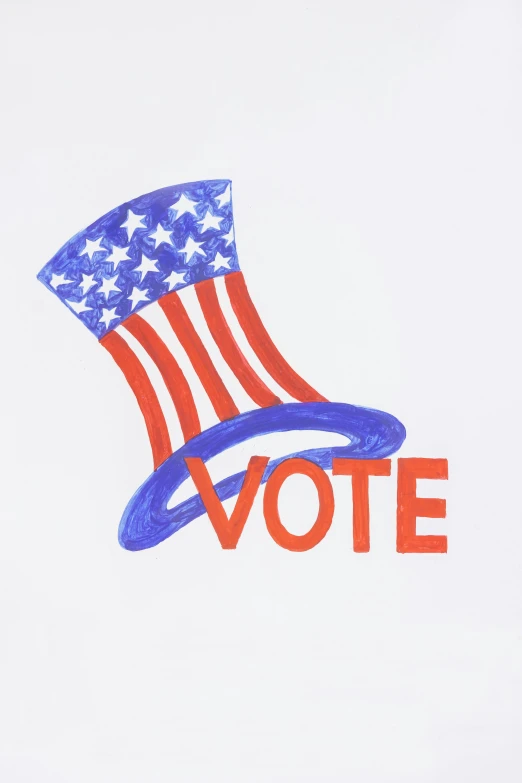 a red, white and blue hat with the word vote on it, a cartoon, by Carey Morris, shutterstock contest winner, stencil, 1995, pastel', election poster