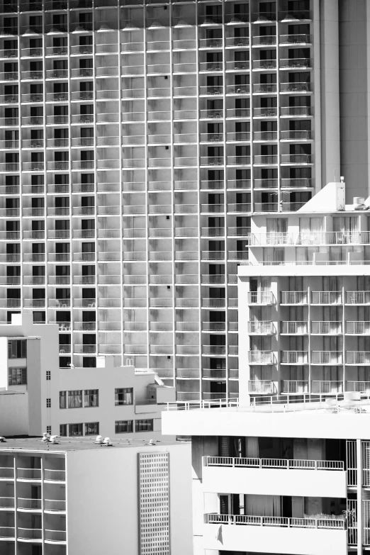 a black and white photo of a model of a city, a black and white photo, inspired by Ned M. Seidler, waikiki beach, ffffound, squares, balconies