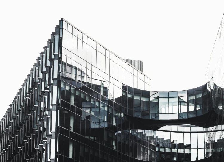 a black and white photo of a modern building, pexels contest winner, full of glass facades, instagram post, uhq, stacked