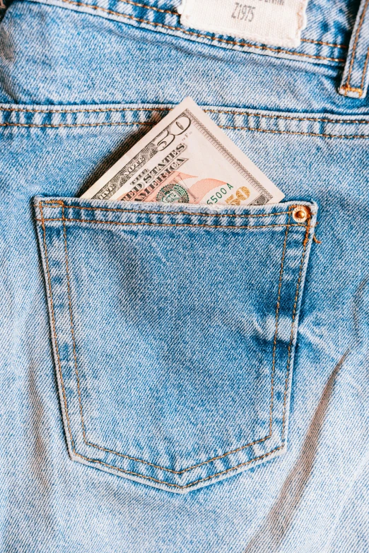money sticking out of the back pocket of a pair of jeans, trending on unsplash, renaissance, wearing a light blue shirt, 🚀🌈🤩, poverty, 1 6 9 5