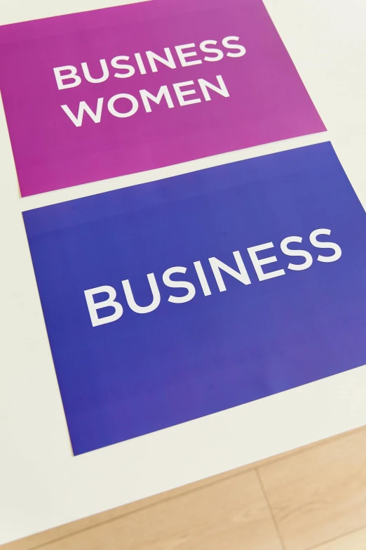 a sign that says business women and business women, a poster, by Rachel Reckitt, private press, high angle close up shot, thumbnail, profile image, charts