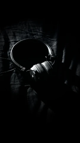 a black and white photo of a pair of headphones, a black and white photo, pexels contest winner, middle of the night, rustic, instagram photo, concept photo