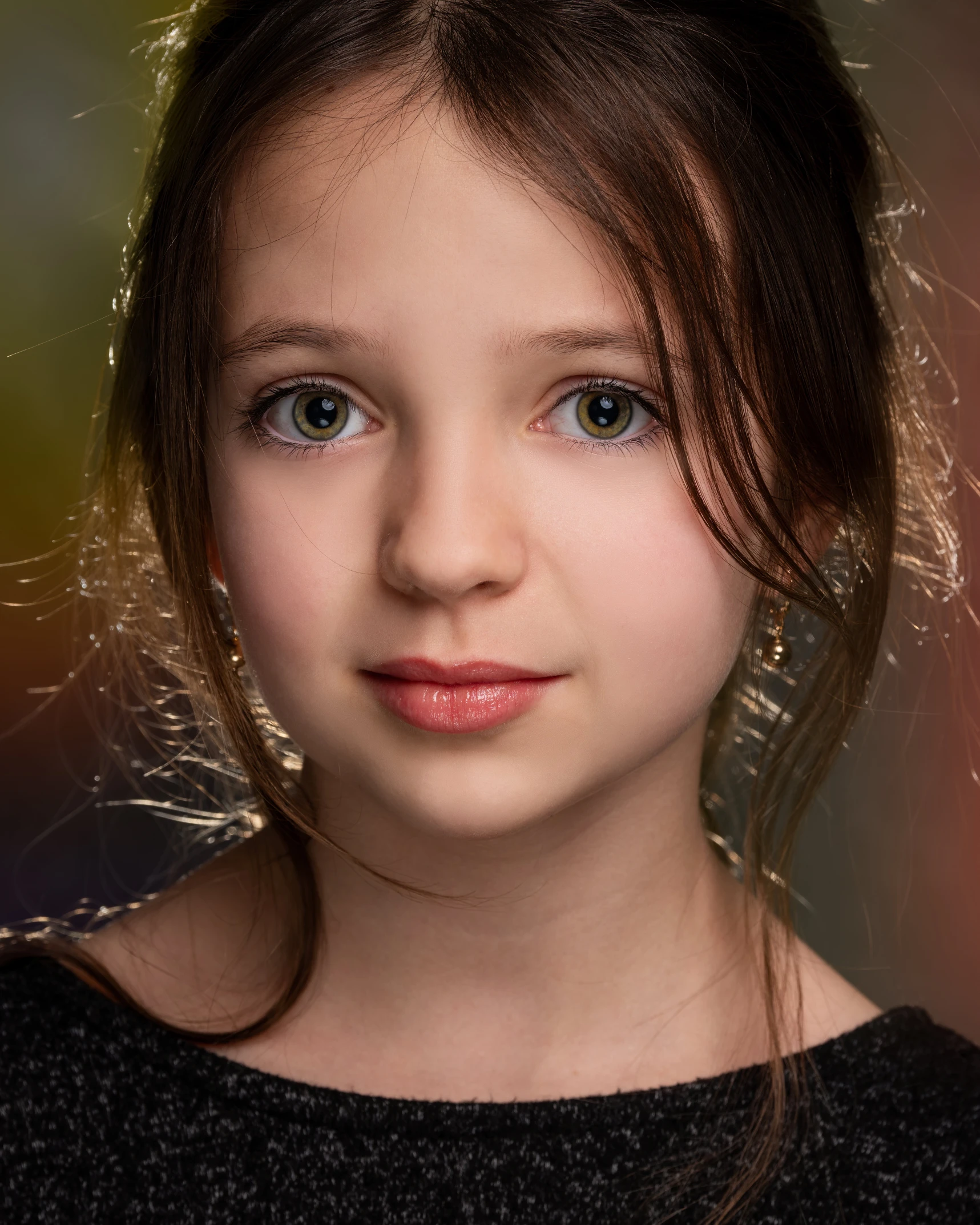 a young girl is posing for a picture, a character portrait, inspired by Sophie Anderson, pexels contest winner, photorealism, passport photo, acting headshot, youthful colours, angelina stroganova