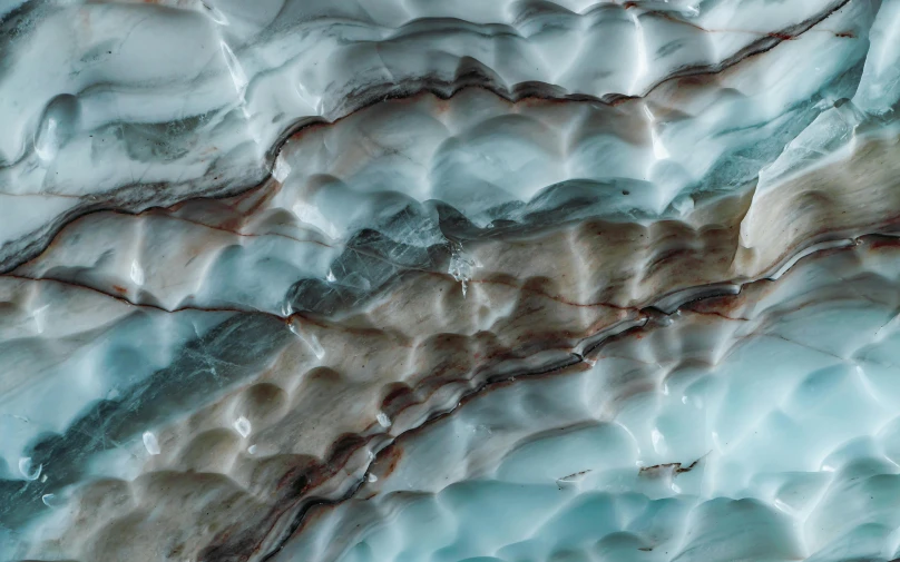 a close up of the surface of a glacier, inspired by Anna Füssli, trending on unsplash, generative art, marble and wood and glass, earthwave, panels, convoluted