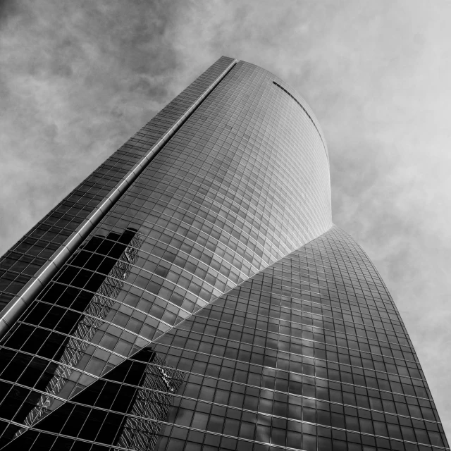 a black and white photo of a tall building, by Matthias Weischer, unsplash contest winner, full of glass. cgsociety, madrid, golden towers, 1759