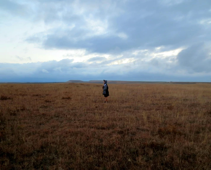 a person in a field flying a kite, by Jessie Algie, land art, barren tundra, slight overcast lighting, whealan, looking for clues