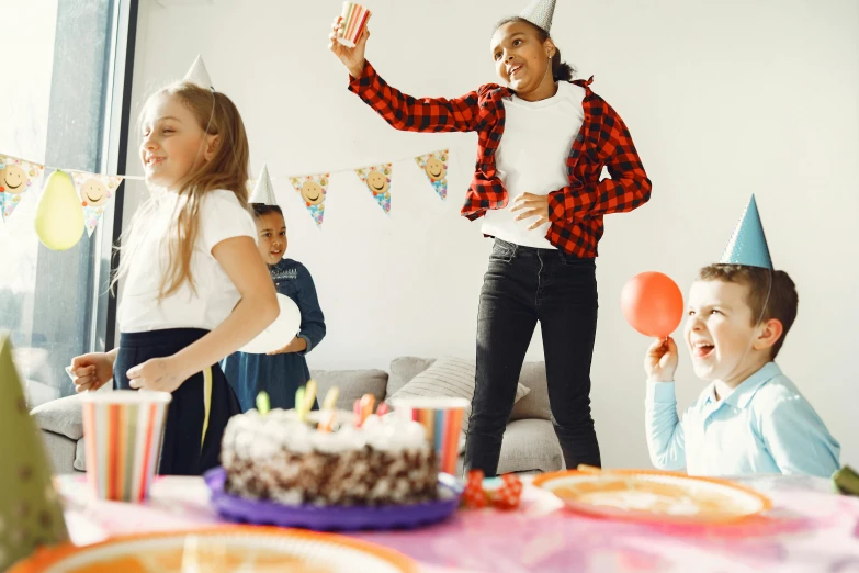 a group of children at a birthday party, pexels, happening, dancing in the background, tabletop gaming, a still of a happy, profile image