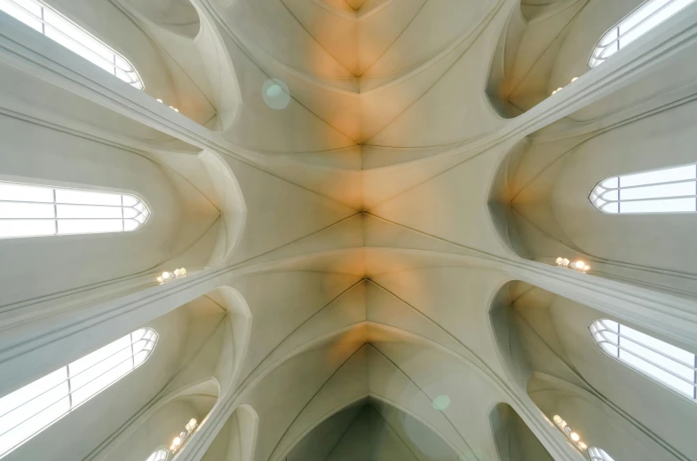 a view looking up at the ceiling of a cathedral, an album cover, unsplash contest winner, light and space, reykjavik, ignant, fine delicate structure, well contoured smooth fair walls