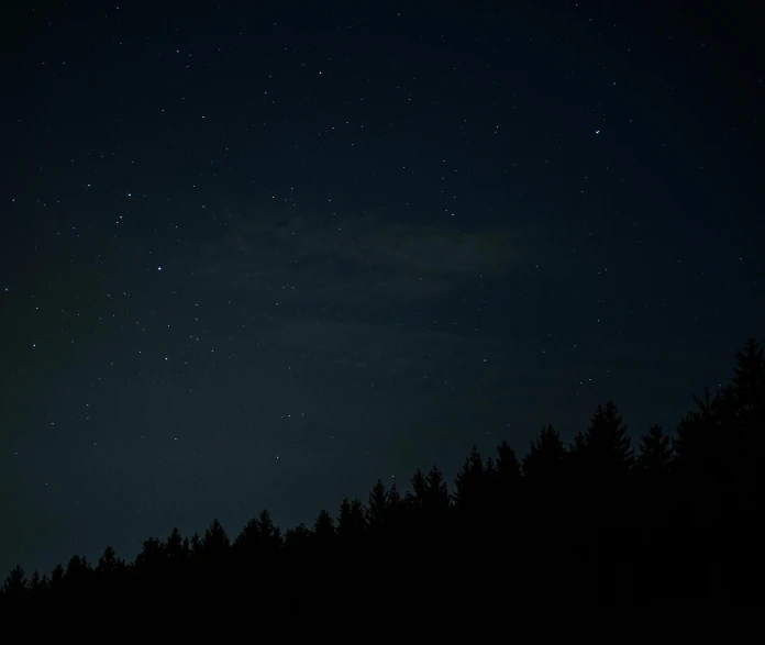 a sky filled with lots of stars next to a forest, dark midnight, low-key, starry sky 8 k, dark photo