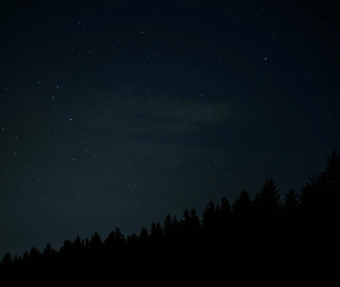 a sky filled with lots of stars next to a forest, dark midnight, low-key, starry sky 8 k, dark photo