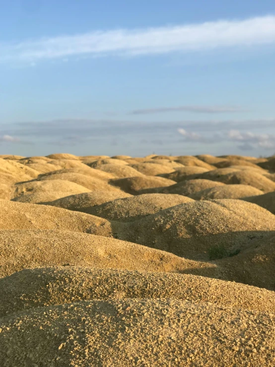 a teddy bear sitting on top of a pile of sand, from the distance