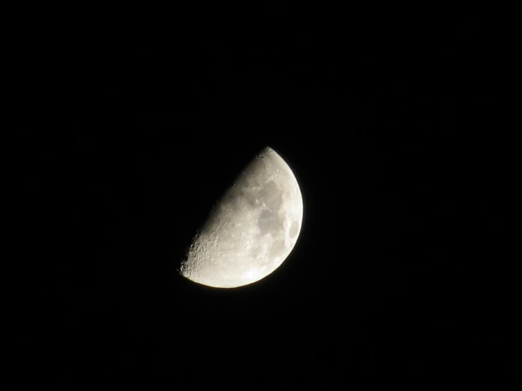 a half moon is seen in the dark sky, by Ian Fairweather, pexels, medium format. soft light, half and half, mixed art, grey