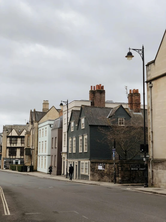 a street filled with lots of tall buildings, arts and crafts movement, medieval tumbledown houses, photograph taken in 2 0 2 0, ox, natural overcast lighting