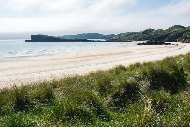 a sandy beach next to a body of water, by John Murdoch, unsplash, beach is between the two valleys, whealan, white sandy beach, listing image