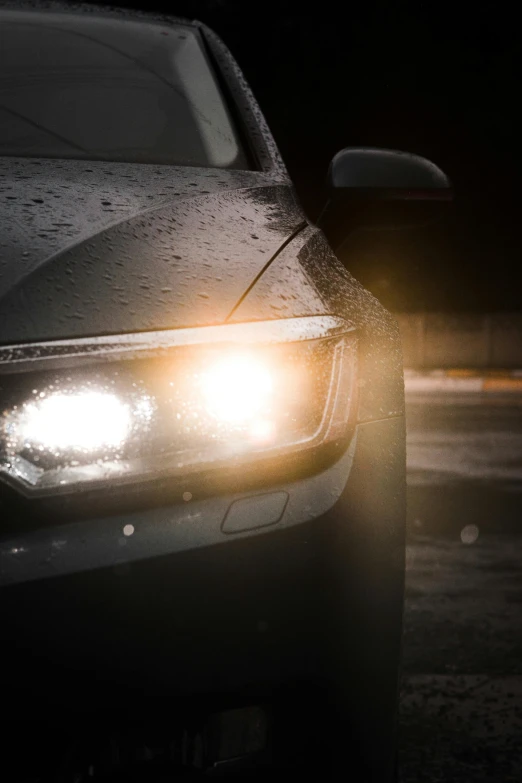 a close up of the headlights of a car, a digital rendering, pexels contest winner, 8k cinematic lighting, side lighting xf iq4, rectangle, instagram post