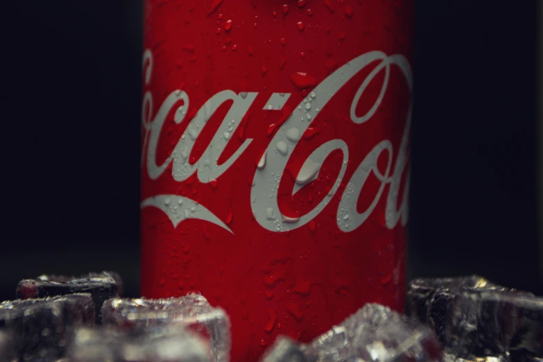 a can of coca cola sitting on top of ice, trending on unsplash, hyperrealism, ultra hd 8k octane render, with a black background, ultra realistic ”