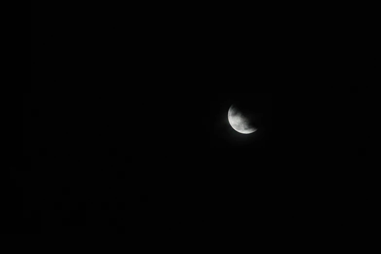 the moon is lit up in the dark sky, by Emma Andijewska, minimalism, lunar eclipse, 8 x, charon, dark and white