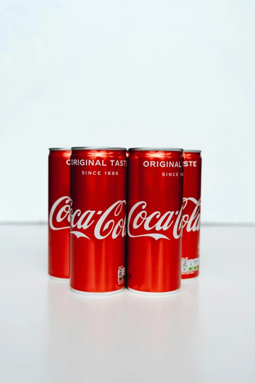 three cans of coca cola cola cola cola cola cola cola cola cola cola cola cola cola cola, unsplash, hyperrealism, 6 pack, unopened, musk ( 2 0 2 4 ), metallic red