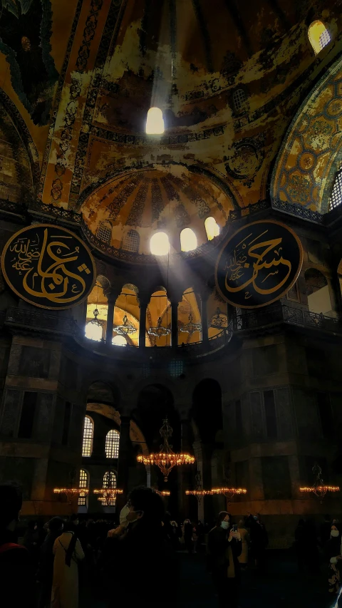 a group of people that are inside of a building, inspired by Altoon Sultan, pexels, hurufiyya, interior of a marble dome, 2 5 6 x 2 5 6, religious imagery, caligraphy