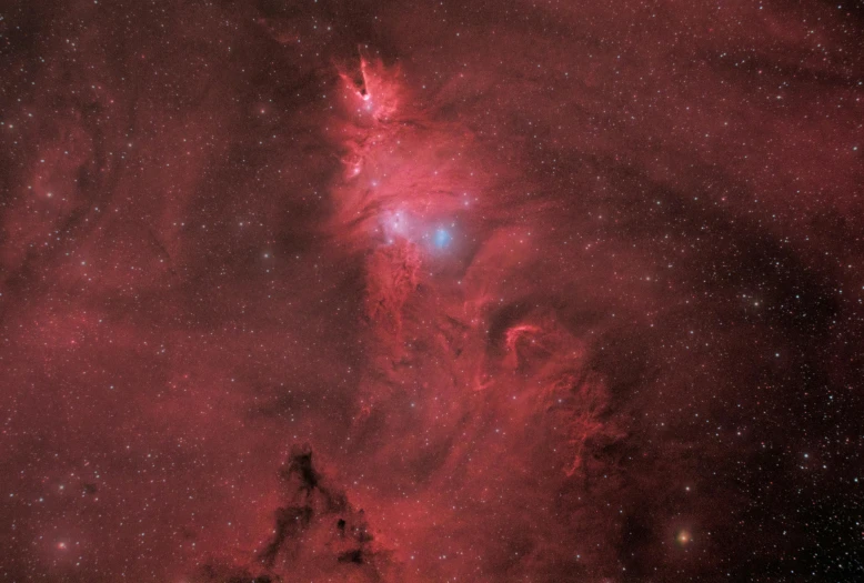 a red sky filled with lots of stars, a microscopic photo, by David Cooke Gibson, ethereal cardinal bird, infra - red, epic nebula, colour corrected