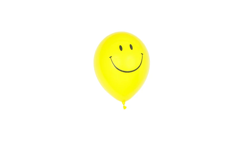 a yellow balloon with a smiley face drawn on it, a picture, pexels, happening, set against a white background, item, 7, small smile