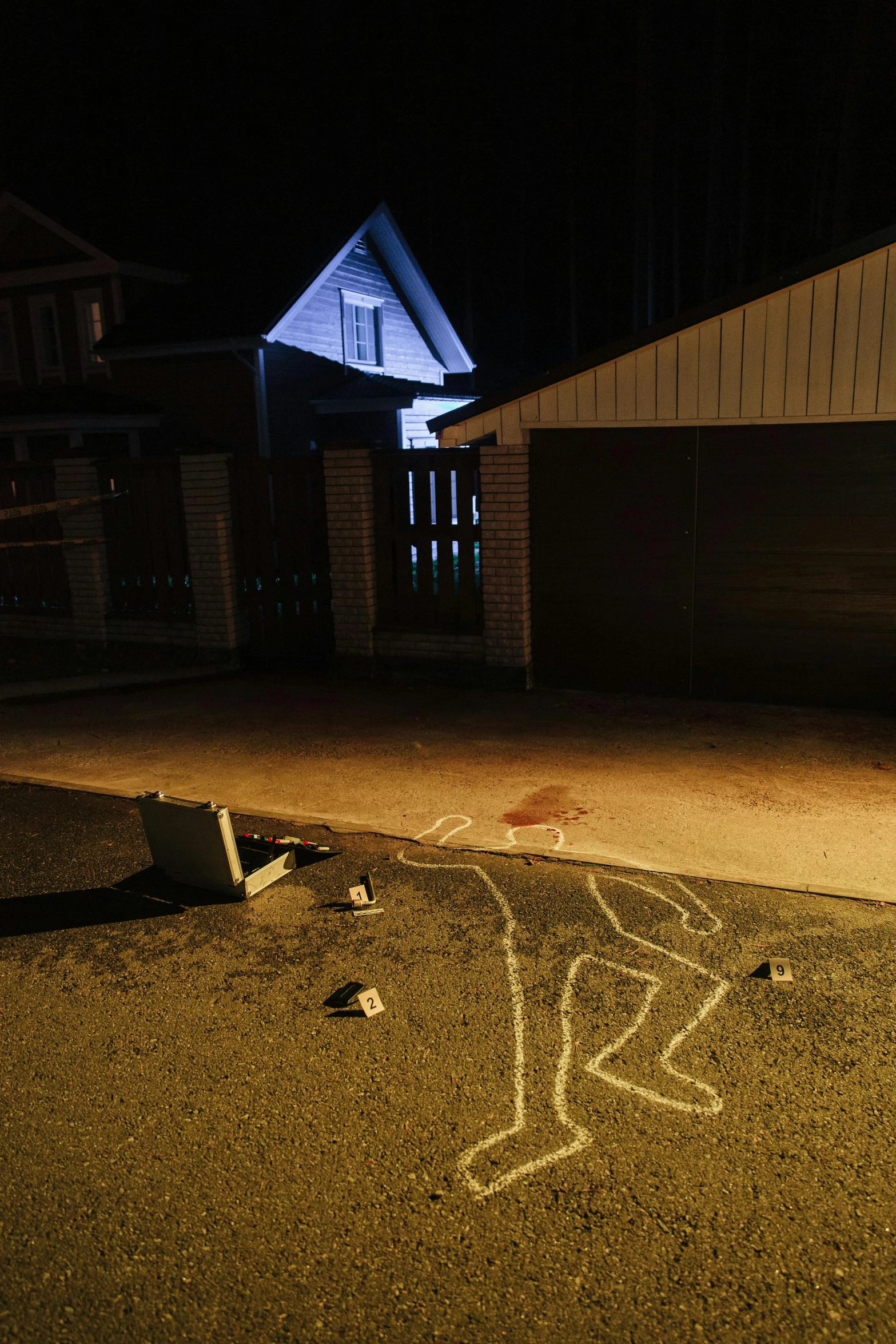 a fire hydrant sitting on the side of a road, reddit, graffiti, trail of blood follows behind it, in front of a garage, police shot, slide show