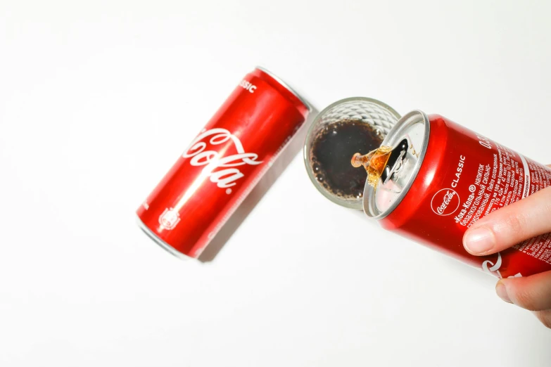 a person taking a coke out of a can, trending on unsplash, hyperrealism, 🦩🪐🐞👩🏻🦳, split in half, polaeized light, on a white background