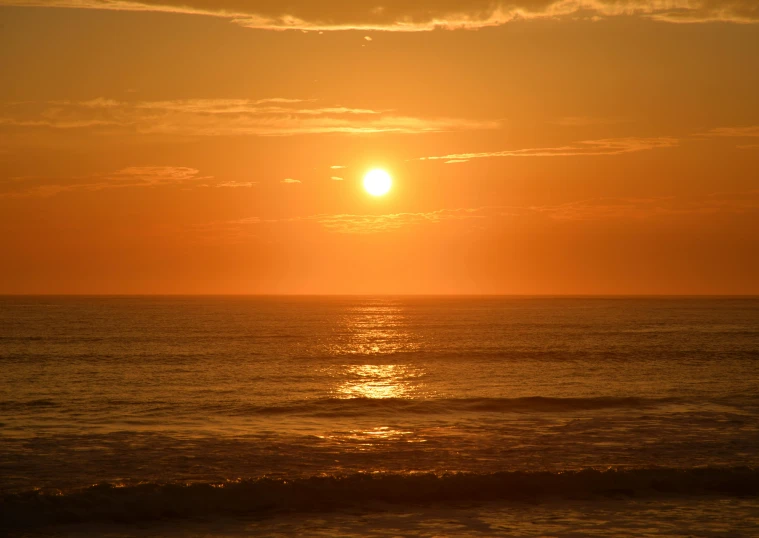 the sun is setting over the ocean on the beach, by Heather Hudson, pexels contest winner, orange hue, gold, oceanside, good night