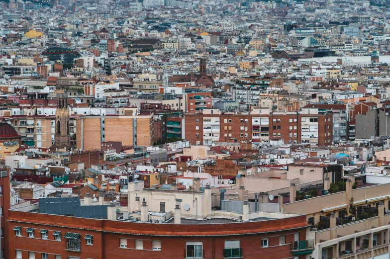 a view of a city from the top of a building, in barcelona, demna gvasalia, 1 petapixel image, brown