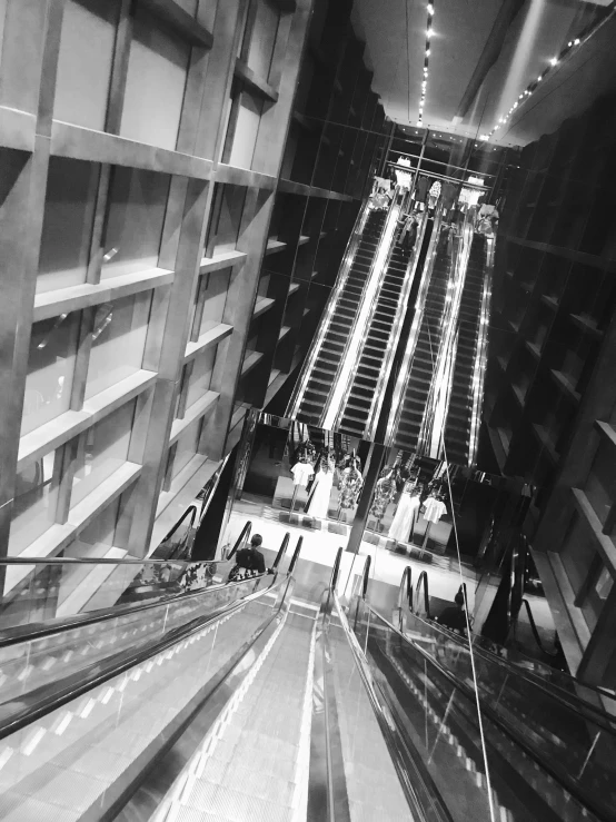 a black and white photo of an escalator, happening, me, (neotokyo), instagram picture, [ floating ]!!