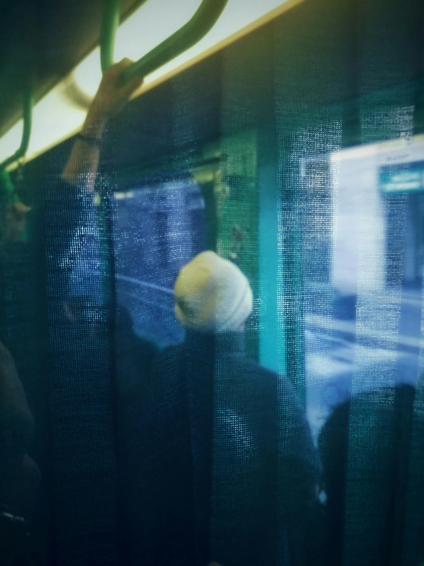 a group of people riding on top of a train, by Nathalie Rattner, unsplash, graffiti, translucent eggs, cyanotype, faceless people dark, public bus