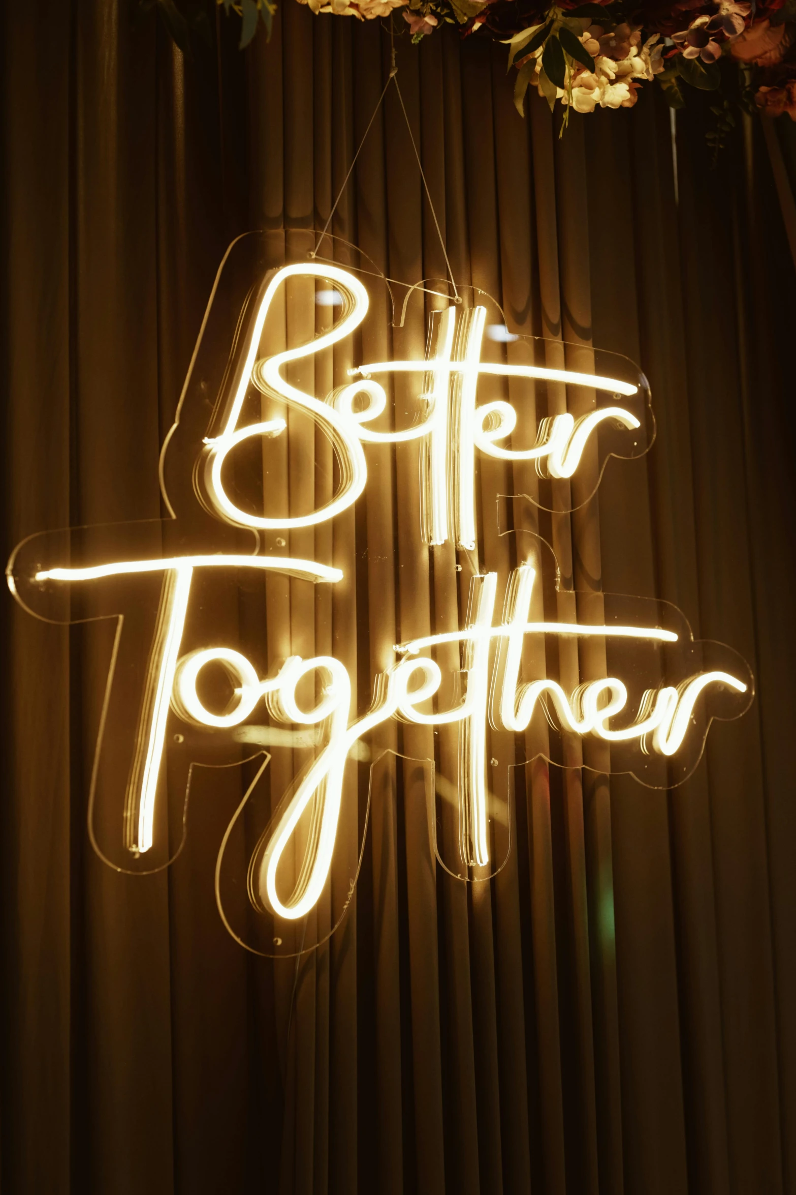 a neon sign that says better together, by Jeka Kemp, camaraderie, brightly lit room, holding each other, thumbnail