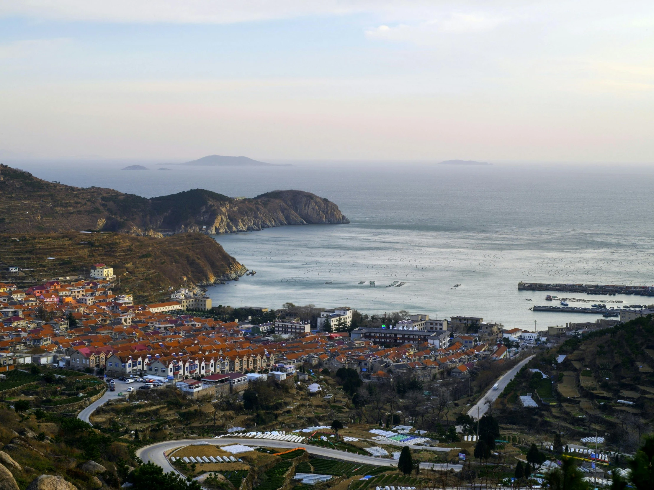 a city sitting on top of a hill next to the ocean, by Muggur, pexels contest winner, renaissance, square, can basdogan, bay, high quality image