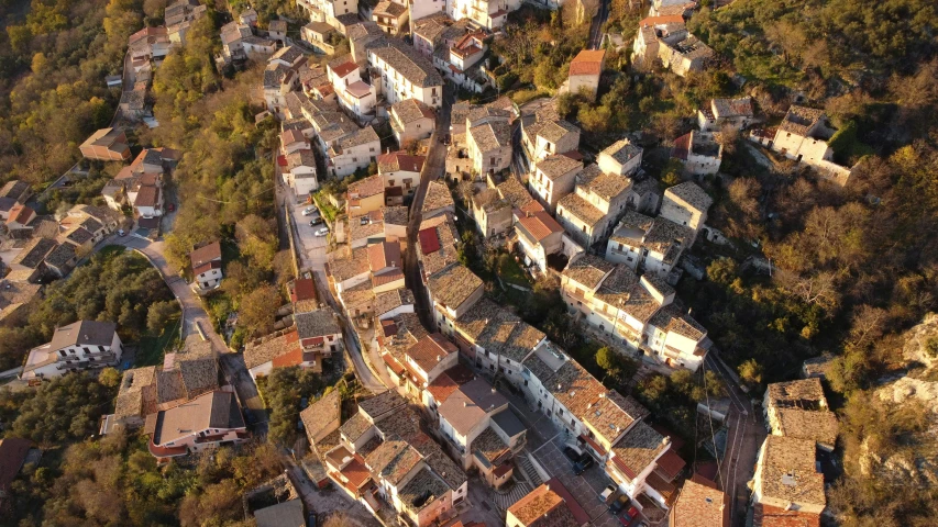 a bird's eye view of a small town, by Alexis Grimou, pexels contest winner, renaissance, square, sunlit, 4k footage, greek