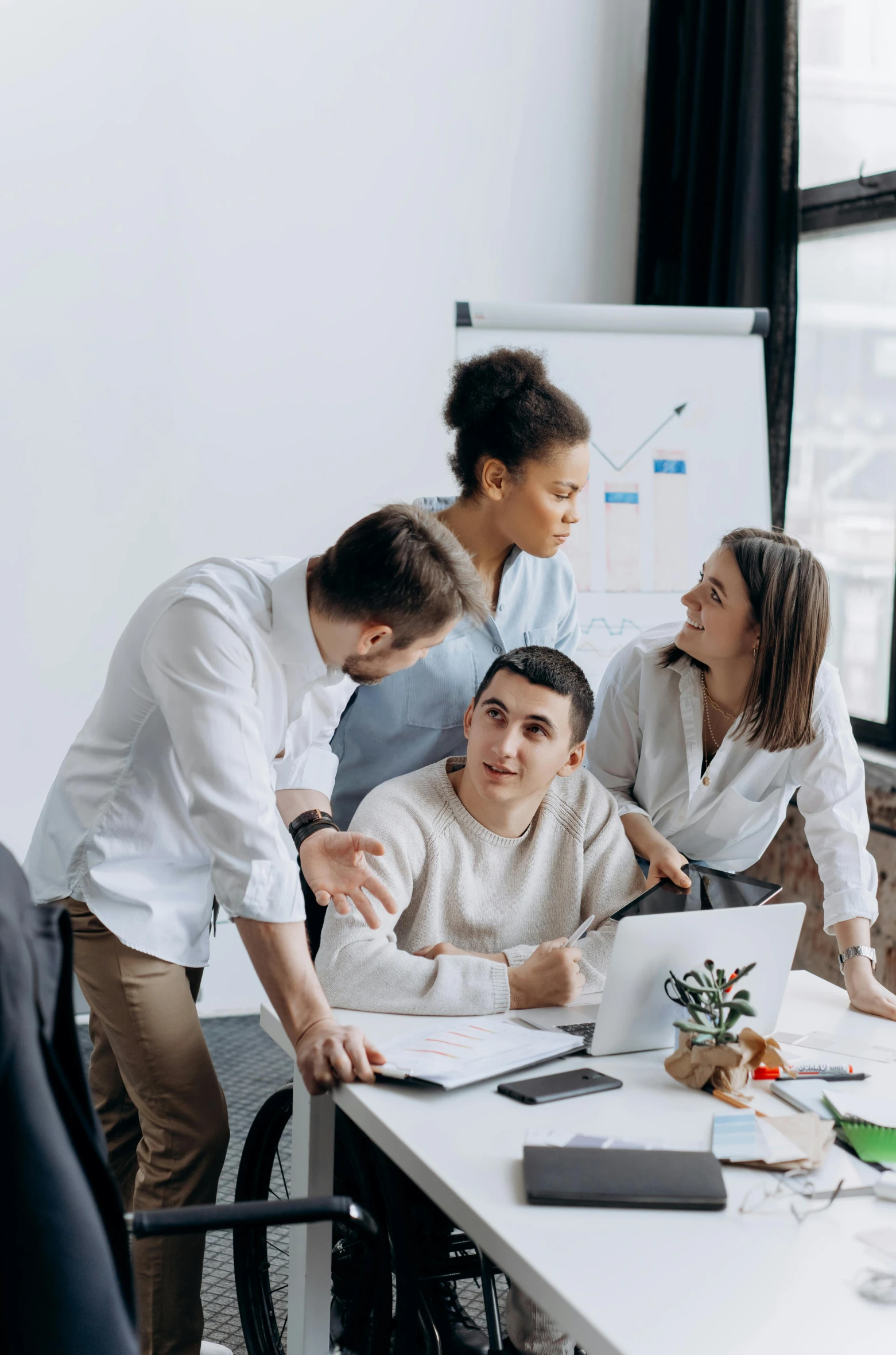 a group of people are gathered around a table, pexels contest winner, sat in an office, half turned around, avatar image, adult