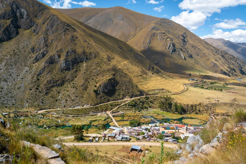 a view of a small town in the mountains, pexels contest winner, quechua, avatar image, 2000s photo, panels